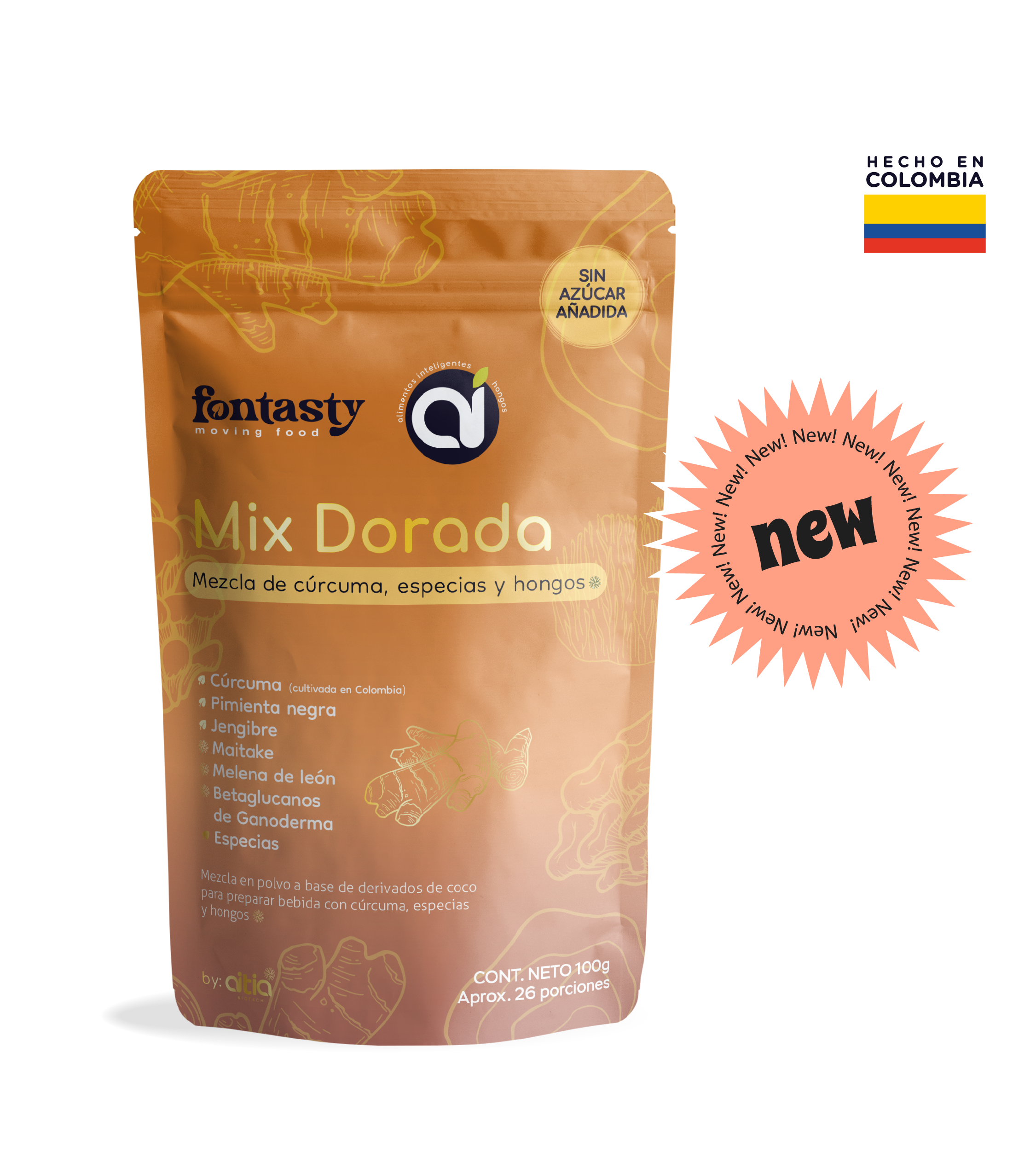 ✨ Mix Dorada – Mezcla de Cúrcuma, Especias y Hongos