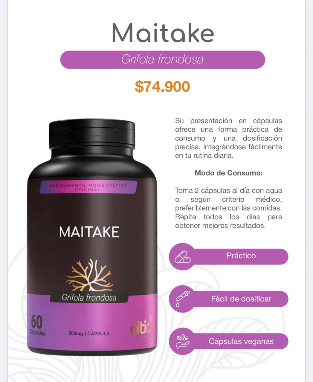 🍄 Cápsulas de Maitake – Extracto del Hongo Grifola frondosa